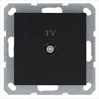 Розетка телевизионная оконечная TV Ф9.5мм механизм черн. матов. soft touch Jasmart G6001PB