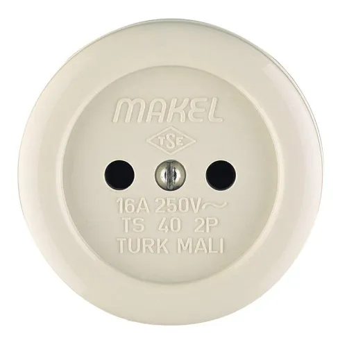 Розетка 1-м ОП 16А IP20 круглая без заземл. керамика беж. Makel 16012