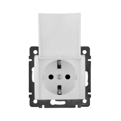 Розетка 1-м СП Valena 16А IP21 2P+E с заземл. защ. шторки с крышкой винты механизм бел. IEK 774422 фото 6