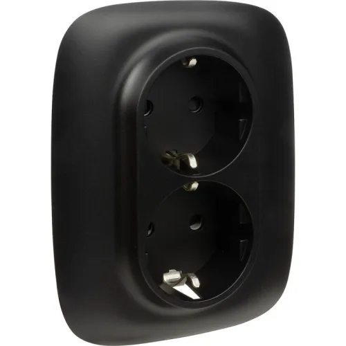 Розетка 2-м СП Valena Allure 16А IP20 250В 2х2P+E защ. шторки безвинт. клеммы с лицев. панелью антрацит Leg 753936 фото 3