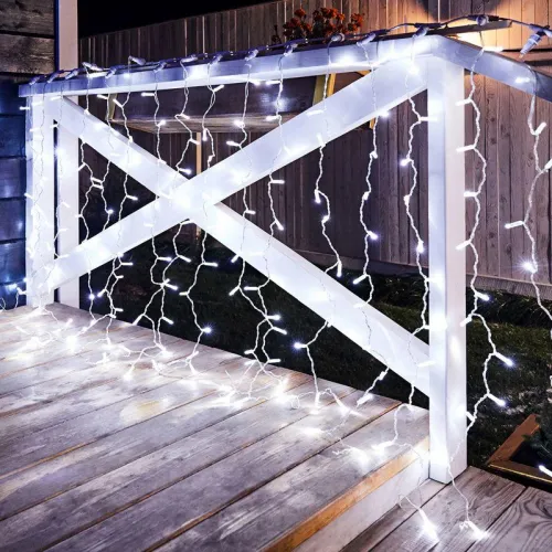 Гирлянда светодиодная "Светодиодный Дождь" 2х1.5м 192LED бел. 12Вт 230В IP65 постоян. свечение провод прозр. Neon-Night 235-305-6 фото 3