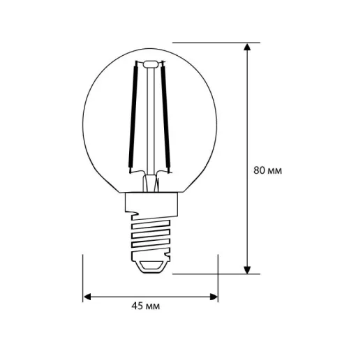 Лампа светодиодная филаментная LED12-G45-FL/845/E14 12Вт шар прозрачная 4500К бел. E14 220В Camelion 13713 фото 2
