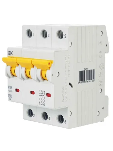 Выключатель автоматический модульный 3п C 16А 6кА ВА47-60M KARAT IEK MVA31-3-016-C фото 4