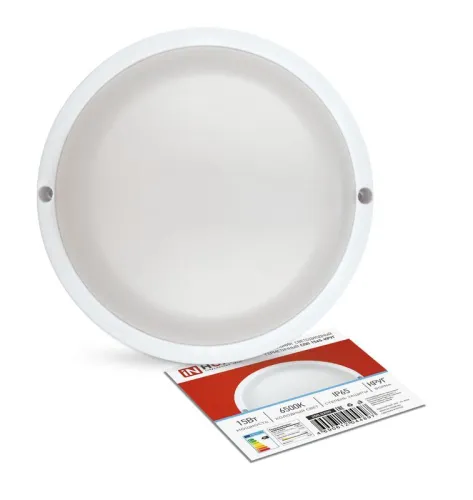 Светильник светодиодный СПП 1565-КРУГ 15Вт 6500К IP65 1350лм 140мм герметичный IN HOME 4690612044897