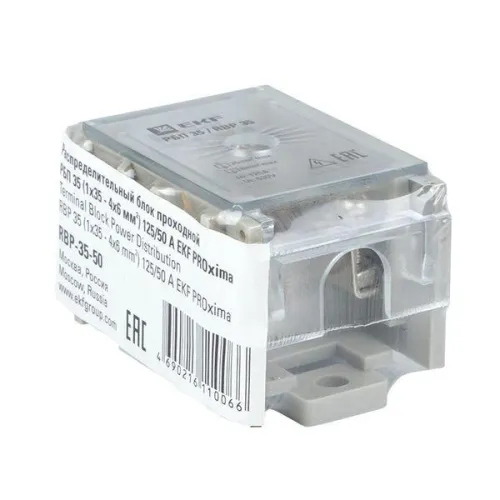 Блок распределительный проходной РБП 35 (1х35-4х6кв.мм) 125/50А PROxima EKF RBP-35-50 фото 2