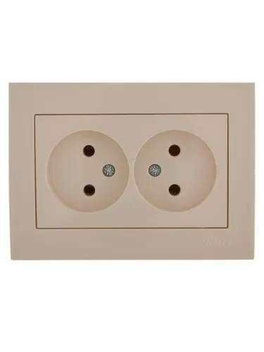 Розетка 2-м СП Rain 16А IP20 без заземл. керамика крем. LEZARD 703-0303-128
