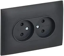 Розетка 2-м SKANDY 10А без заземл. защ. шторки в сборе SK-R09T титан IEK SK-R23-10-K48-F