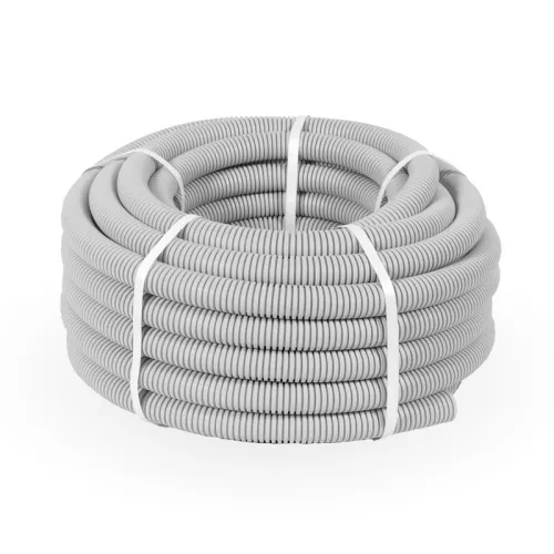 Труба гофрированная ПВХ тяжелая d32мм с протяжкой 750 Н сер. (уп.25м) Промрукав PR.0132412 фото 2