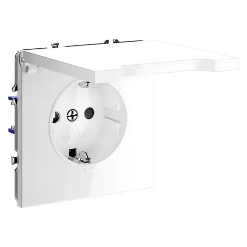 Розетка 1-м СП S70 16А с заземл. защ. шторки + крышка механизм бел. глянцевый Voltum VLS040301 фото 2