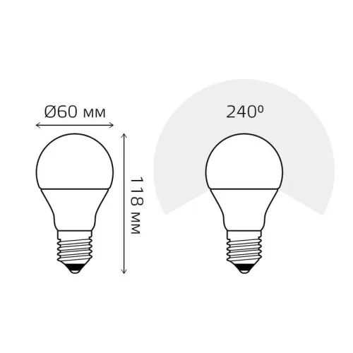 Лампа светодиодная Elementary 15Вт A60 грушевидная 6500К холод. бел. E27 1480лм GAUSS 23235 фото 3