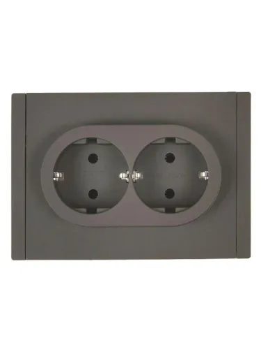 Розетка 2-м СП FORTE&PIANO FP324 16А с заземл. без защ. шторок безвинт. крепл. сер. IEK FP-R21-16-1-K03 фото 2