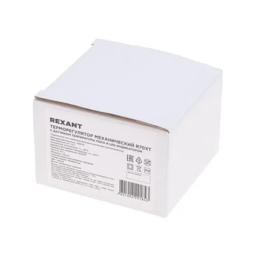 Терморегулятор механический R70XT с датчиком температуры пола и LED-индикатором 16А/5Вт черн. Rexant 51-0594 фото 4