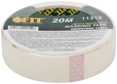 Лента малярная креппированная клейкая 25ммх20м FIT 11312 фото 3