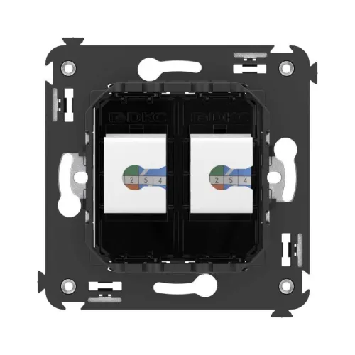 Розетка компьютерная 2-м СП Avanti "Черный квадрат" RJ45 кат.5E без шторок механизм DKC 4402664 фото 3