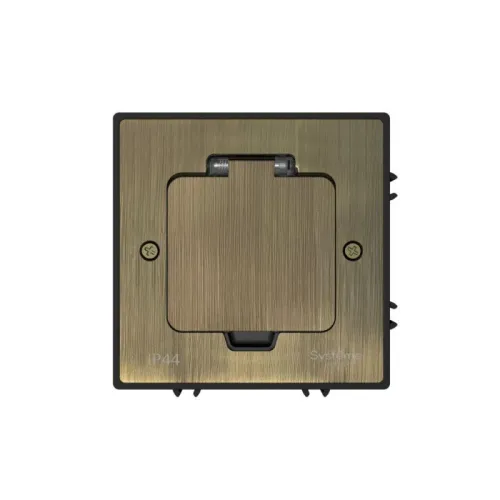 Лючок MultiDesk MDK21 с розеткой 2P+E 16А 250В IP44 с монтажной коробкой для бетонных полов античная латунь SE MDK21202BC фото 3