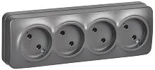 Розетка 4-м ОП GLORY РС24-2-ХСм 10А без заземл. без защ. шторок сталь матов. IEK ERH40-K46M-10