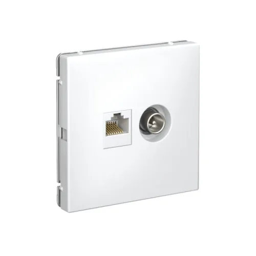Розетка компьютерная + телевизионная 2-м ArtGallery RJ45 + TV кат.5E бел. SE GAL000189 фото 2