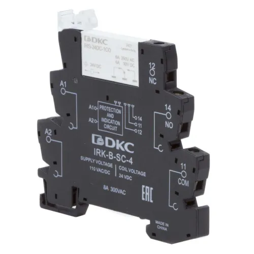 Реле интерфейсное 1CO ком. ток 6А AgSnO2 напряжение 110В AC/DC винтовые клеммы DKC IRK-110UC-1CO фото 2