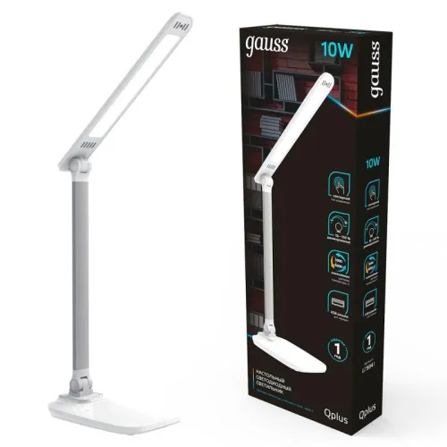 Светильник светодиодный настольный Qplus 10Вт 2700-6000К 590лм 5В с USB-разъемом диммир. бел. GAUSS GT5041 фото 5