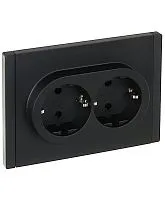 Розетка 2-м СП FORTE&PIANO FP123 16А с заземл. защ. шторки безвинт. крепл. черн. IEK FP-R24-16-1-K02