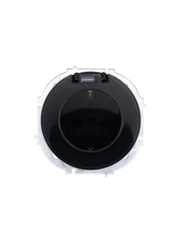 Розетка 1-м СП OSEN с заземл. с крышкой ПБТ механизм черн. бархат LEZARD 743-4288-123B фото 3