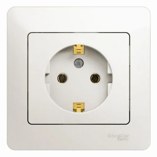 Розетка 1-м СП Glossa 16А IP20 с заземл. в сборе перламутр. SE GSL000642