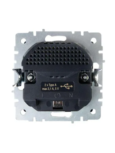 Розетка BRITE РЮш10-2-БрГ 16А с USB A+A 3.1А с заземл. защ. шторки механизм графит IEK BR-R14-16-U21-D31-K53 фото 7
