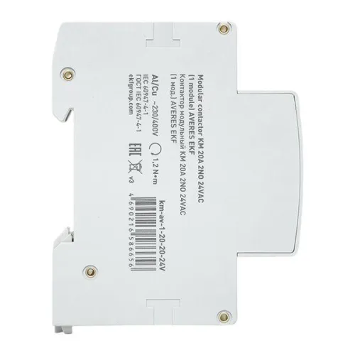 Контактор модульный КМ 20А 2NО 24В AC (1 мод.) AVERES EKF km-av-1-20-20-24V фото 2