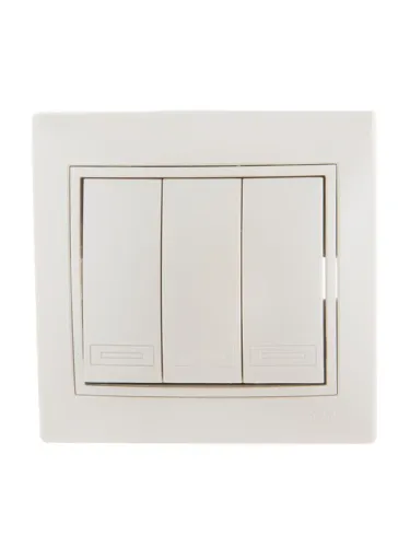 Выключатель 3-кл. СП Mira 10А со вставкой жемчуж./бел. перламутр. LEZARD 701-3030-109