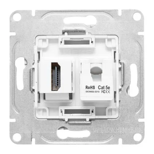 Розетка СП Эпика HDMI + RJ45 кат.5 механизм бел. EKF UP1-SOW-HDMI+RJ45 фото 5