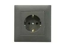 Розетка 1-м Karea RIZZ STAR с заземл. дым. металлик Makel 88050028