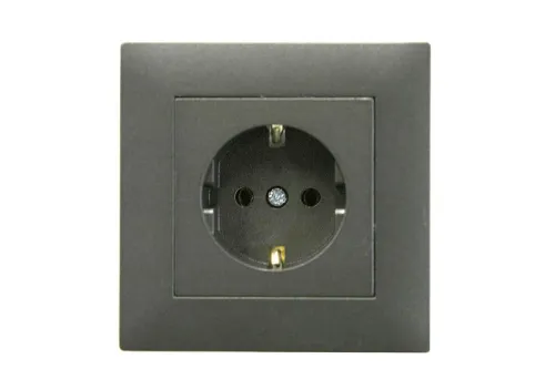 Розетка 1-м Karea RIZZ STAR с заземл. дым. металлик Makel 88050028