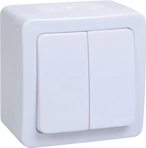 Выключатель 2-кл. ОП Гермес Plus 10А IP54 ВС20-2-0-ГПБ бел. IEK EVMP20-K01-10-54-EC