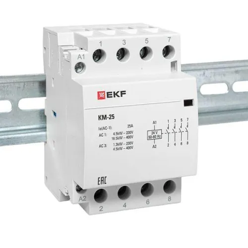 Контактор модульный 4NО 3мод. 24В AC КМ 25А PROxima EKF km-3-25-40-24v фото 2