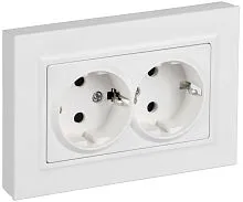 Розетка 2-м СП BRITE РСшПл12-3-БрАБ 16А в сборе с заземл. защ. шторки плоская арктич. бел. IEK BR-R28-16-K91-F