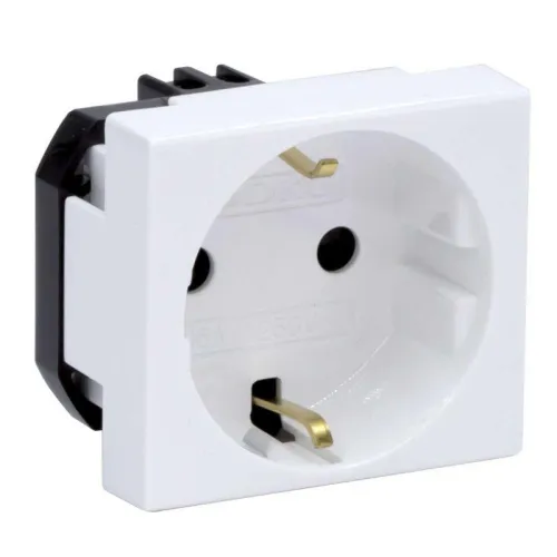 Розетка 1-м 2мод. Viva 16А IP20 2P+E с заземл. защ. шторки бел. DKC 45005 фото 2