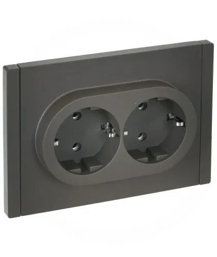Розетка 2-м СП FORTE&PIANO FP324 16А с заземл. без защ. шторок безвинт. крепл. сер. IEK FP-R21-16-1-K03