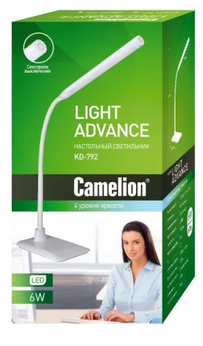 Светильник светодиодный настольный KD-792 C01 6Вт 4000К 230В сенсор. вкл. 4 уровня яркости бел. Camelion 12488 фото 2