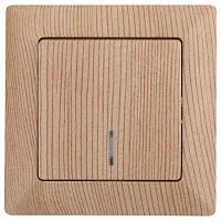 Выключатель 1-кл. СП Solo 4-102-11 10А IP20 250В с подсветкой сосна Intro Б0053572