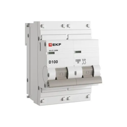 Выключатель автоматический модульный 2п D 100А 10кА ВА 47-100M электромагнит. расцеп. PROxima EKF mcb47100m-2-100D-pro