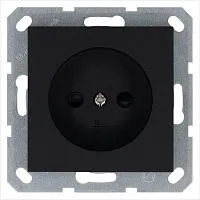 Розетка 1-м 16А IP20 без заземл. защ. шторки механизм черн. матов. soft touch Jasmart G5503PB