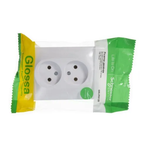 Розетка 2-м СП Glossa 16А IP20 без заземл. бел. SE GSL000120 фото 6