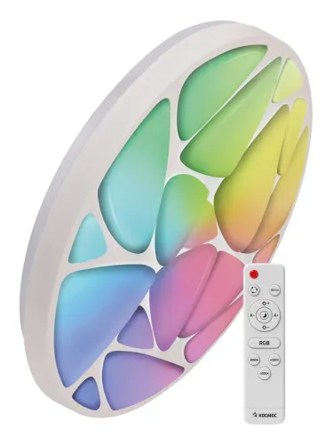 Светильник светодиодный PREMIUM SHELL RGB 75Вт 230В 3000-6500К 6000лм IP40 500х80мм настенно-потолочныйуправляемый с пультом ДУ с RGB подсветкой КОСМОС KSShelRGB75W