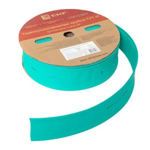 Трубка термоусадочная ТУТ нг 50/25 зел. (уп.50м) EKF tut-50-j фото 4
