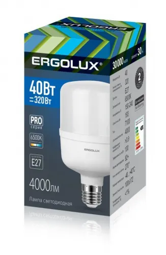 Лампа светодиодная LED-HW-40W-E27-6K PRO 40Вт E27 6500К 150-260В Ergolux 14328