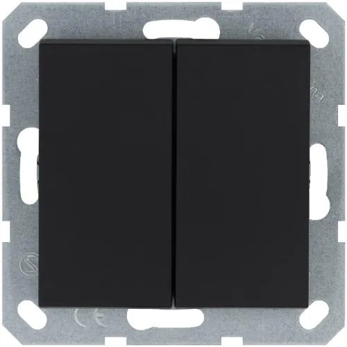 Кнопка 2-кл. 10А IP20 с переключающим контактом механизм черн. матов. soft touch Jasmart G3020PB