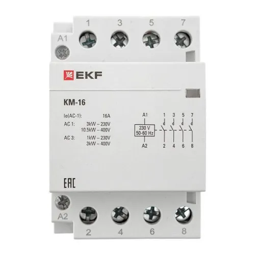 Контактор модульный КМ 16А 4NО (3 мод.) EKF km-3-16-40 фото 4