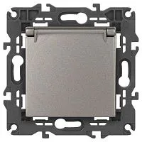 Розетка Elegance 14-2103-16 16А 250В 2P+E Schuko защ. шторки с крышкой титан Эра Б0065811