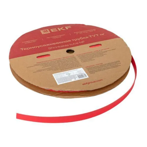 Трубка термоусадочная ТУТ нг 16/8 красн. (уп.100м) EKF tut-16-r фото 2