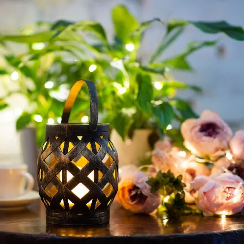 Фонарь декоративный 14х14х16.5см тепл. бел. со свечкой корпус плетеный бронз. Neon-Night 513-055 фото 3